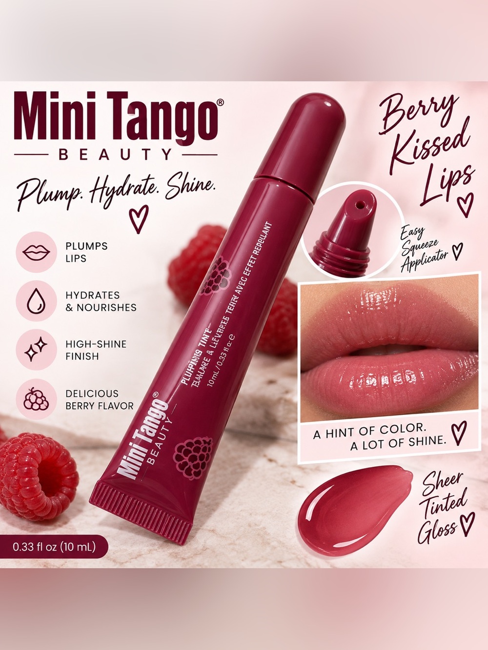 Mini Tango Beauty Berry Lip Gloss / Plumping Tint